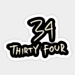 Hand Drawn Letter Number 34 Thirty Four Sticker